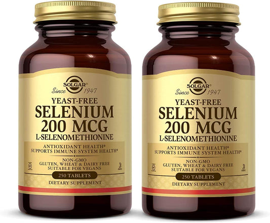 Solgar Yeast-Free Selenium 200 mcg, 250 Tablets - Pack of 2 - Antioxidant & Immune System Support - Non-GMO, Vegan, Gluten Free - 500 Servings