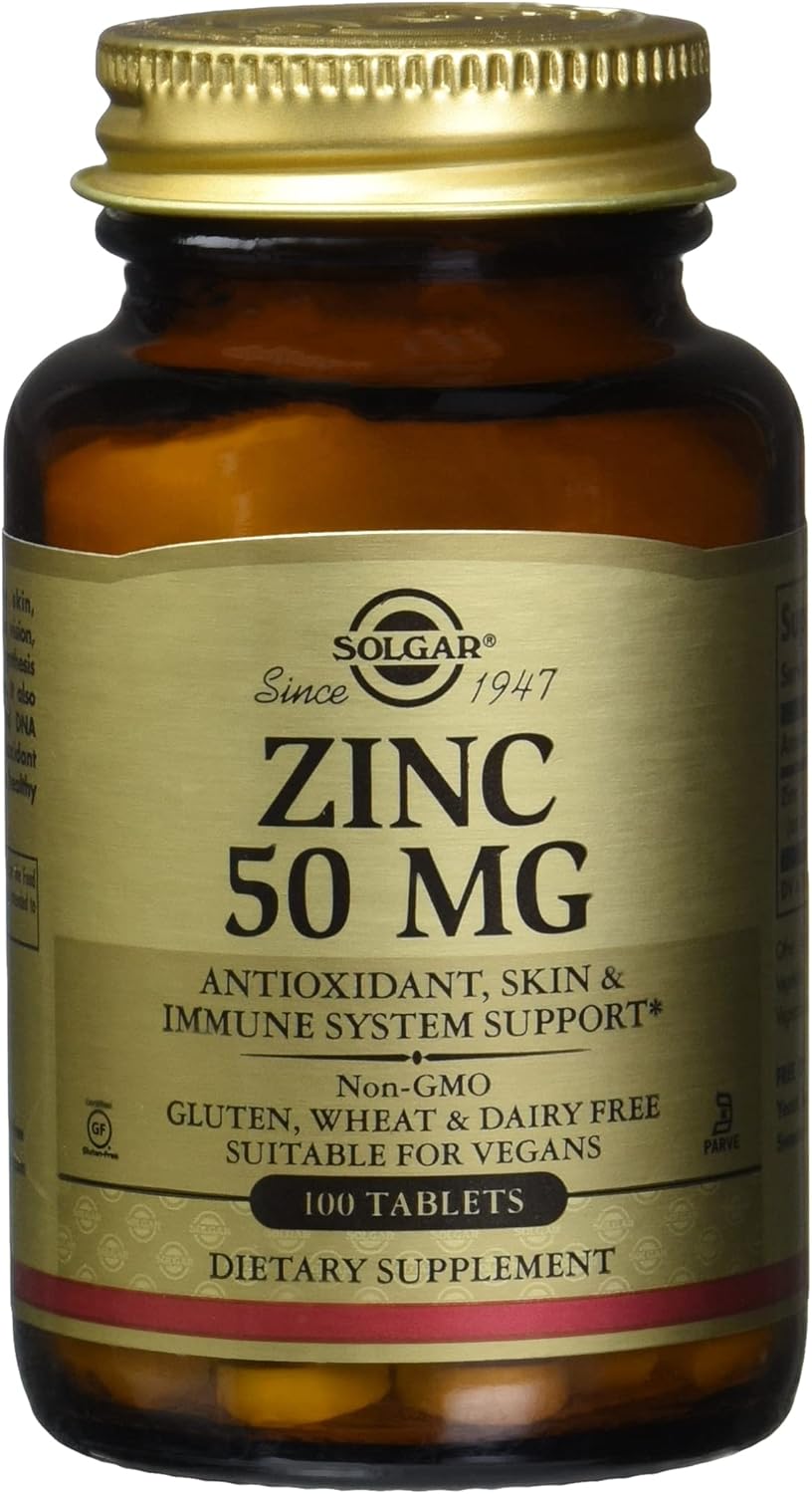 Solgar Zinc 50 Mg Tablets - Supports Healthy Skin, Immune System, and Antioxidant Defense - 100 Servings, 100 Count (12 Pack)