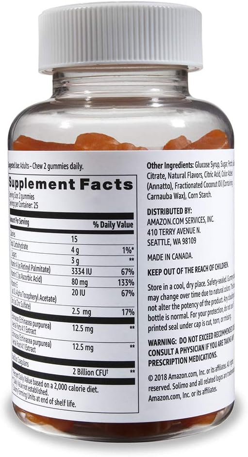 Solimo Probiotic & Immune Support Gummies with Echinacea - 2 Billion CFU, 50 Count