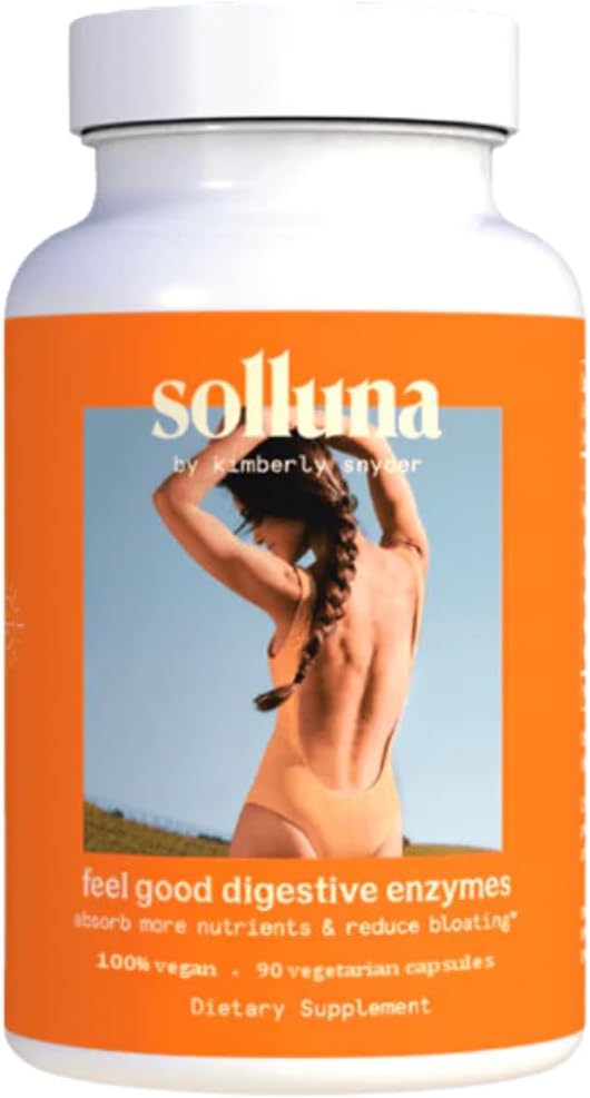 Solluna by Kimberly Snyder Digestive Enzymes for Stomach Pain & Bloating - Multi-Enzyme Blend for Better Digestion & Nutrient Absorption