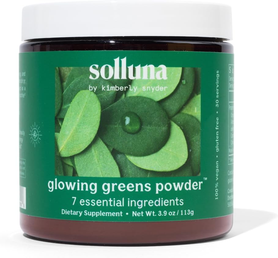 Solluna Glowing Greens Powder: Vegan Superfood for Energy, Mood, Immune Support, Antioxidants, Vitamins, Minerals