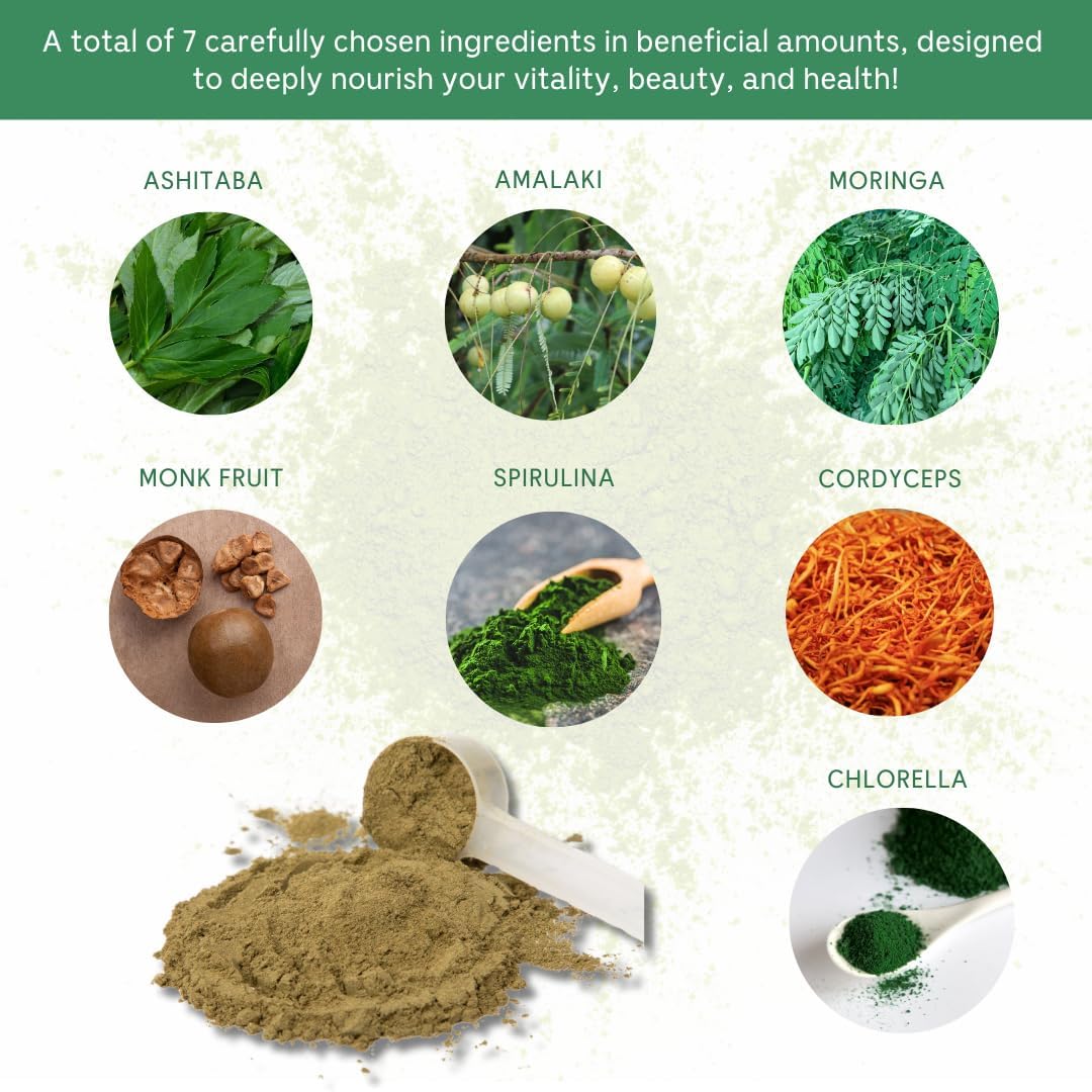 Solluna Glowing Greens Powder: Vegan Superfood for Energy, Mood, Immune Support, Antioxidants, Vitamins, Minerals