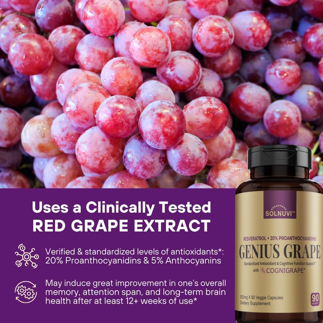 SOLNUVI All in One C3G Bundle - Morosil & Resveratrol Complex with Cognigrape Red Grape Extract - Metabolism, Brain Health, Wellness - Non-GMO, Gluten-Free, Vegan Supplement