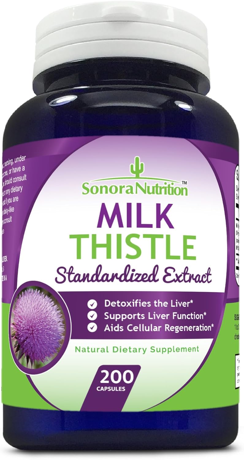 Sonora Nutrition Milk Thistle Extract 250mg - 200 Capsules, Standardized with 80% Silymarin
