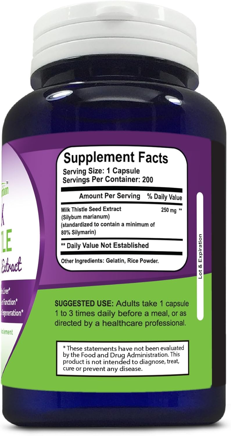 Sonora Nutrition Milk Thistle Extract 250mg - 200 Capsules, Standardized with 80% Silymarin