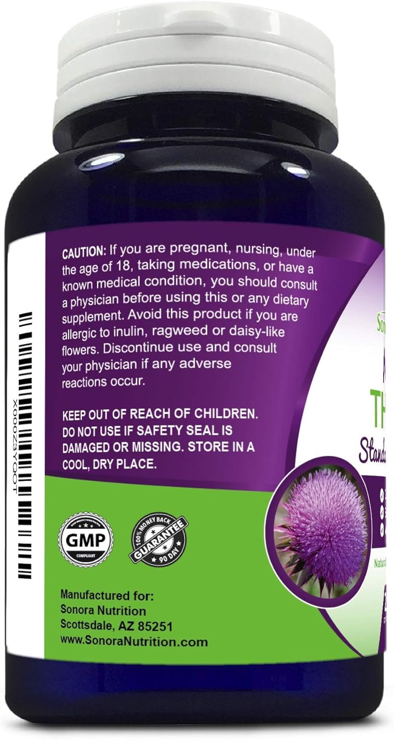 Sonora Nutrition Milk Thistle Extract 250mg - 200 Capsules, Standardized with 80% Silymarin
