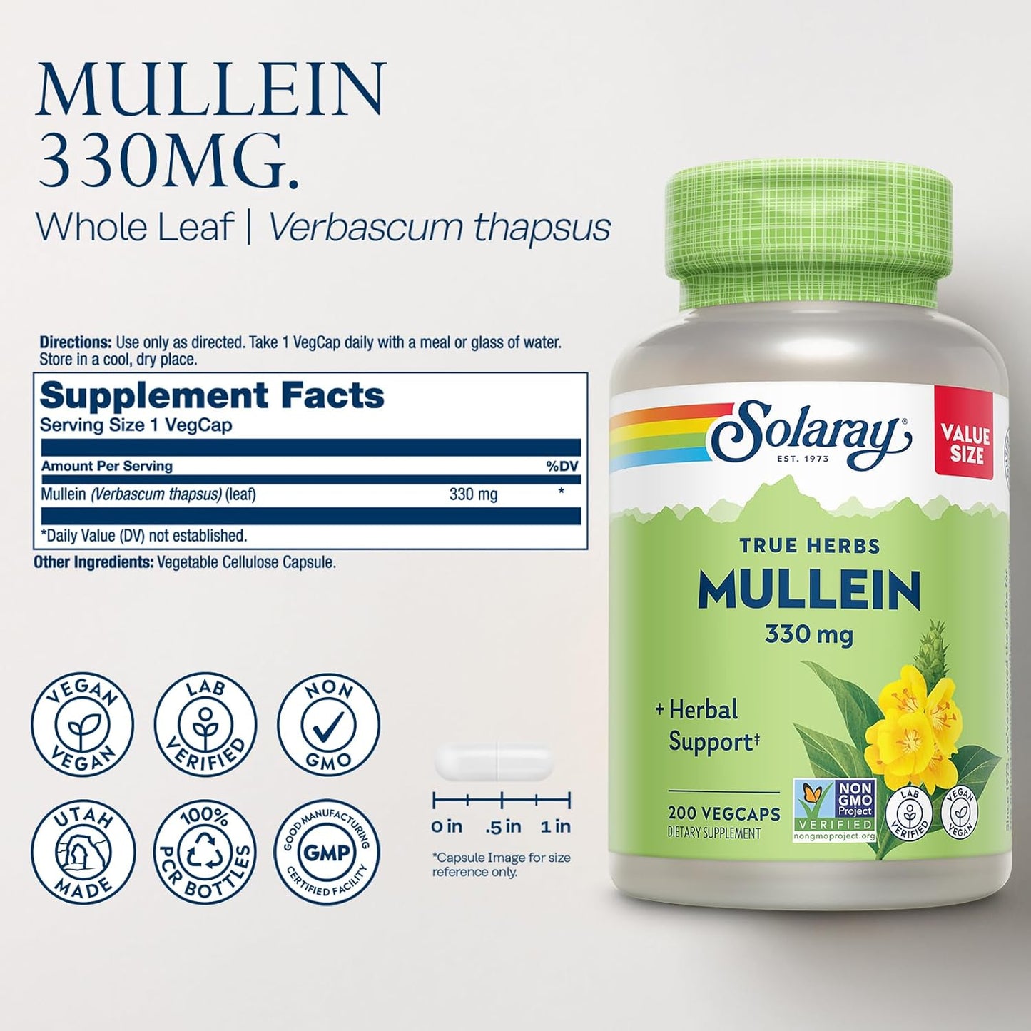 Soothing Herbal Support Bundle - Mullein Leaf 330mg & Hawthorn Berry 1050mg Capsules - Vegan, Non-GMO, Lab Verified - 60-Day Guarantee - 200/180 VegCaps