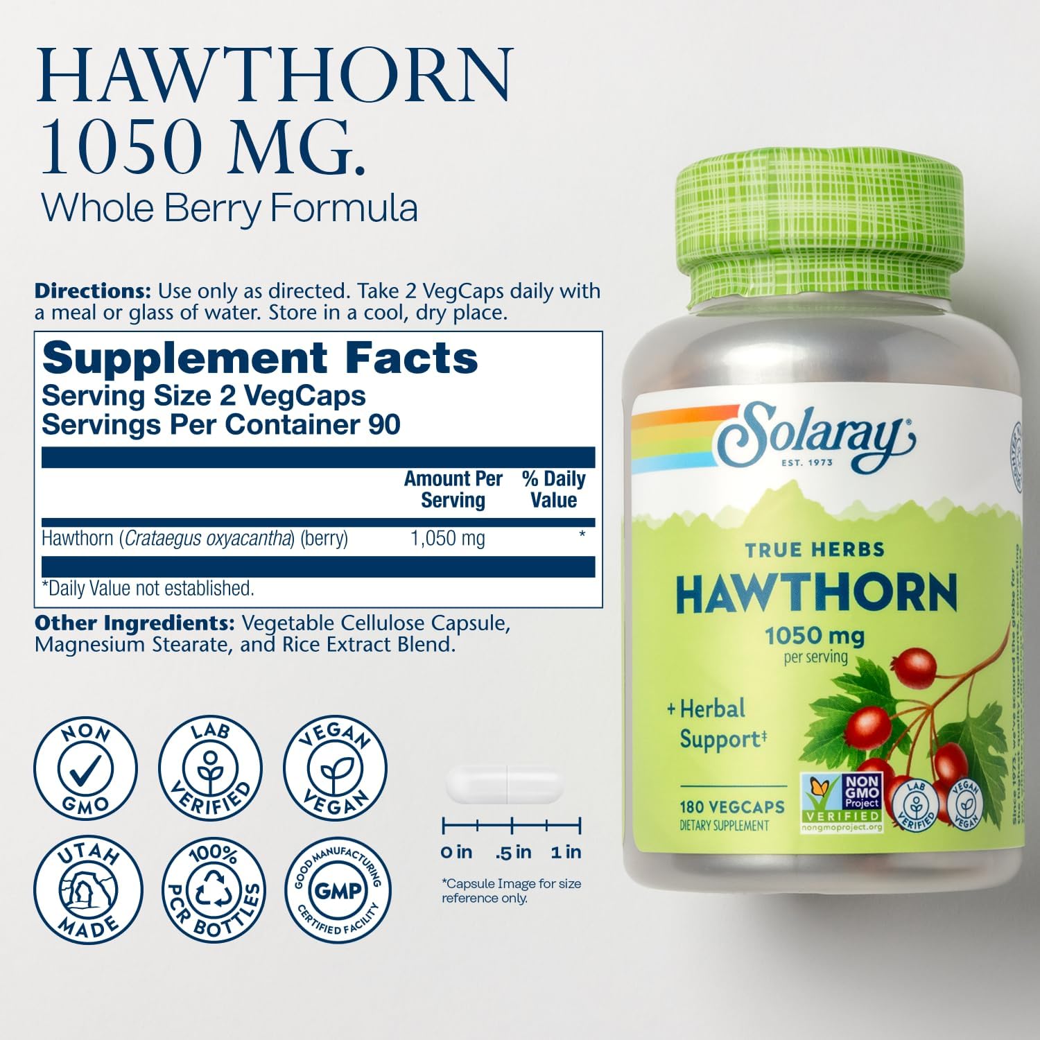 Soothing Herbal Support Bundle - Mullein Leaf 330mg & Hawthorn Berry 1050mg Capsules - Vegan, Non-GMO, Lab Verified - 60-Day Guarantee - 200/180 VegCaps