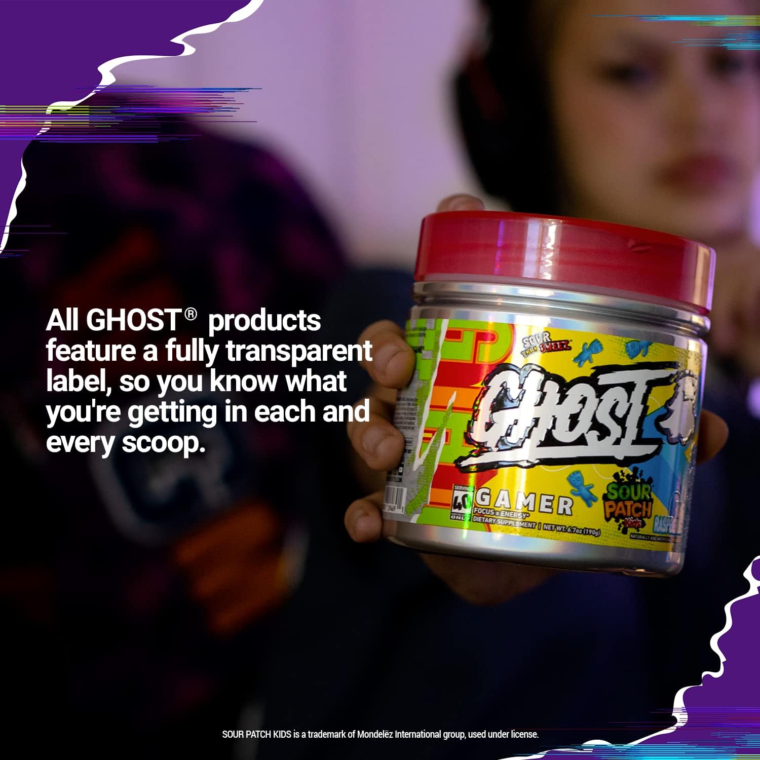 Sour Patch Kids Blue Raspberry Energy and Focus Nootropic Formula - 40 Servings, Vegan & Gluten-Free - Boost Attention & Reaction Time