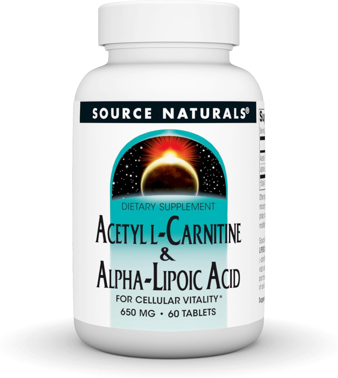 Source Naturals Acetyl L-Carnitine and Alpha-Lipoic Acid, 650mg - 60 Tablets, Cellular Vitality Support