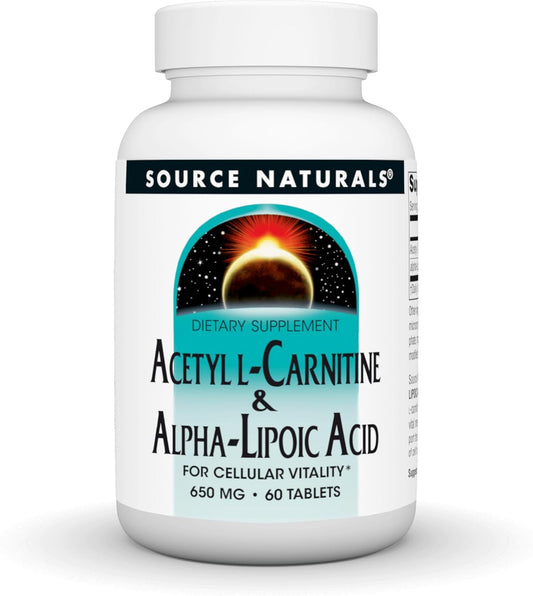 Source Naturals Acetyl L-Carnitine and Alpha-Lipoic Acid, 650mg - 60 Tablets, Cellular Vitality Support