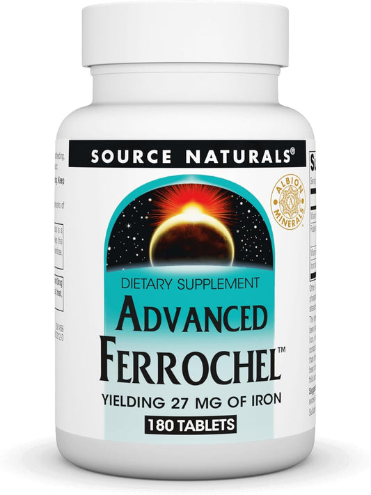 Source Naturals Advanced Ferrochel 27 mg Iron Supplement - 180 Tablets, High Absorption Formula