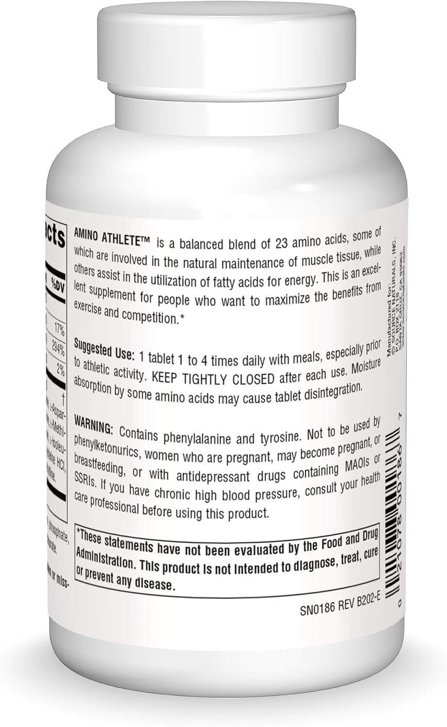 Source Naturals Amino Athlete Supplement - 100 Tablets, 23 Free Form Amino Acids for Athletes