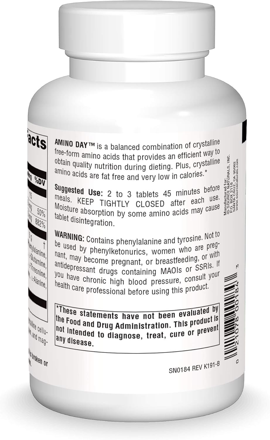 Source Naturals Amino Day - 120 Tablets for Quality Dieting with 20 Free Form Amino Acids