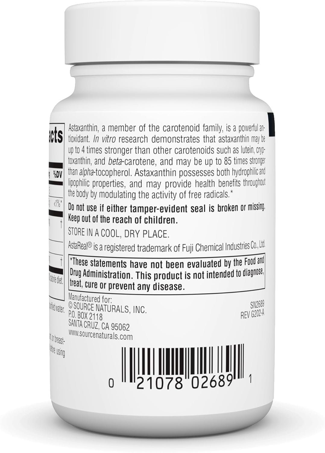 Source Naturals Astaxanthin, Antioxidant Carotenoid, 12mg - 60 Softgels
