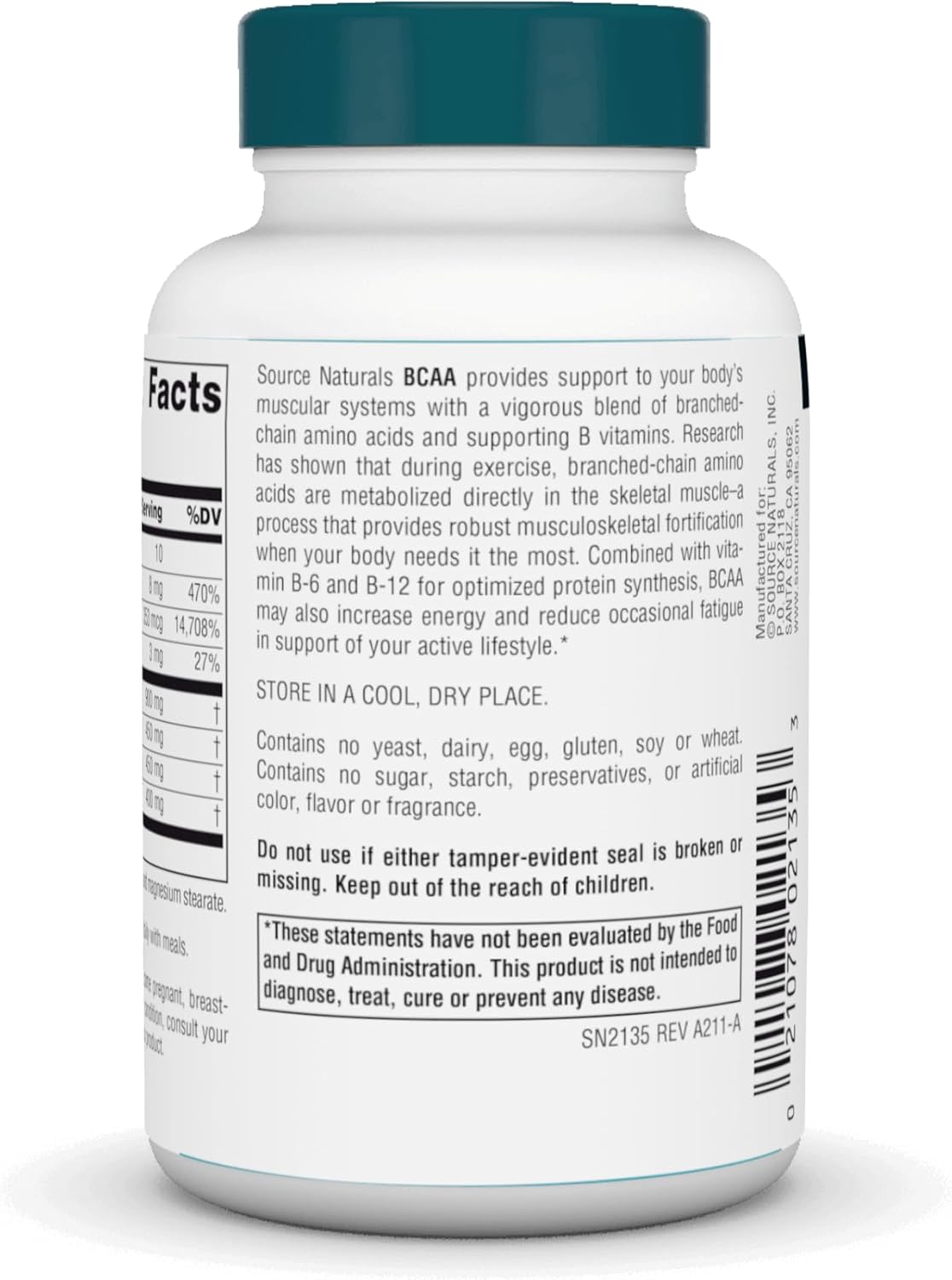 Source Naturals BCAA Capsules - Supports Muscular Systems - 60 Count