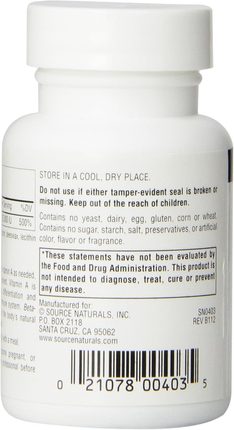 Source Naturals Beta Carotene 25000 IU Softgels for Antioxidant Protection and Vitamin A Conversion