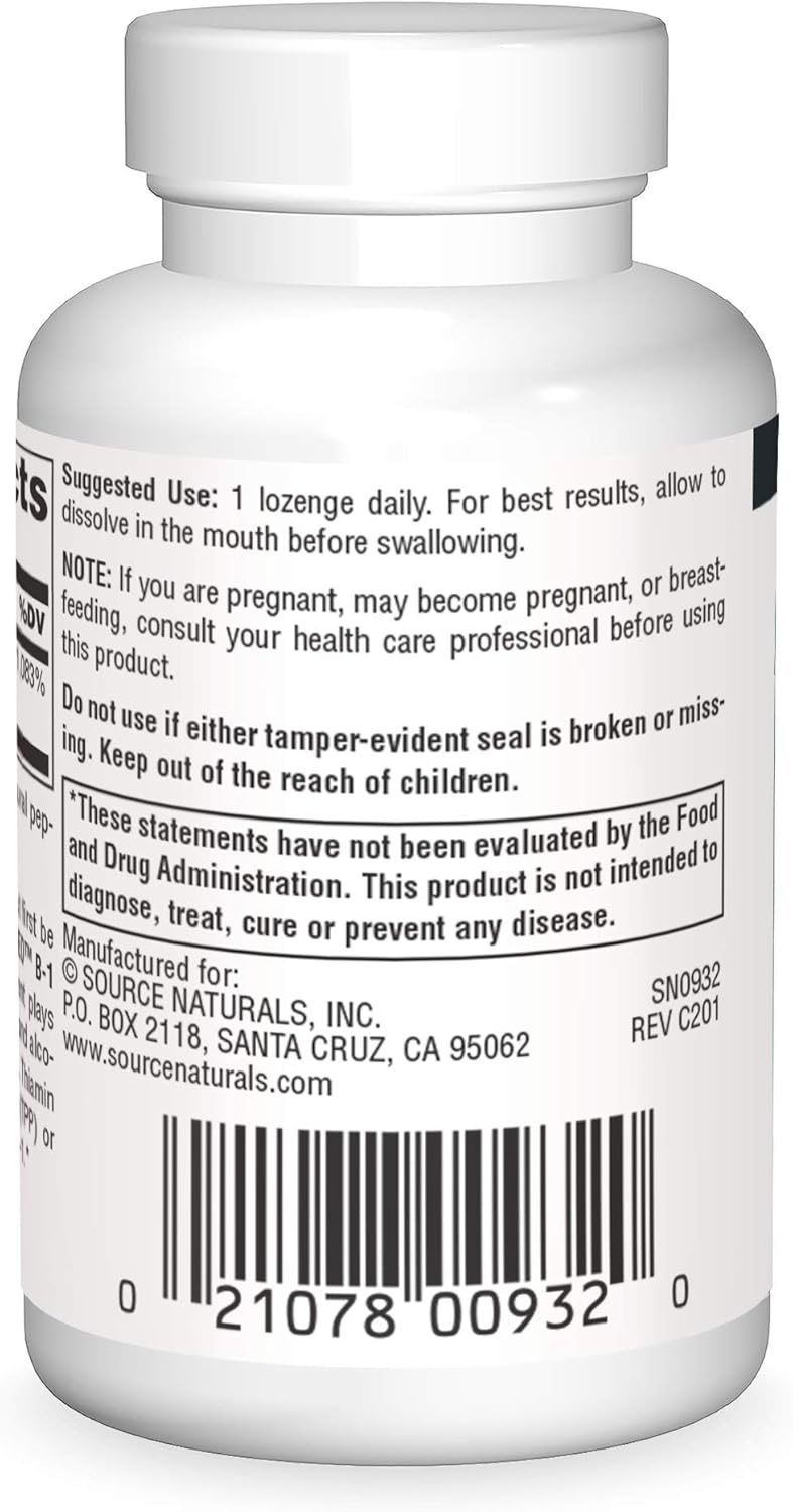 Source Naturals Coenzymated B-1 Cocarboxylase Capsules 25mg 30 Count Bottle