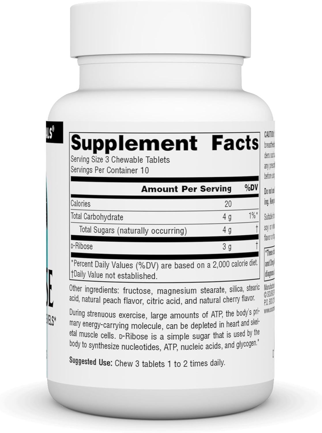 Source Naturals D-Ribose 1000 Mg Fruit Wafer - 30 Count, Energy Support Supplement