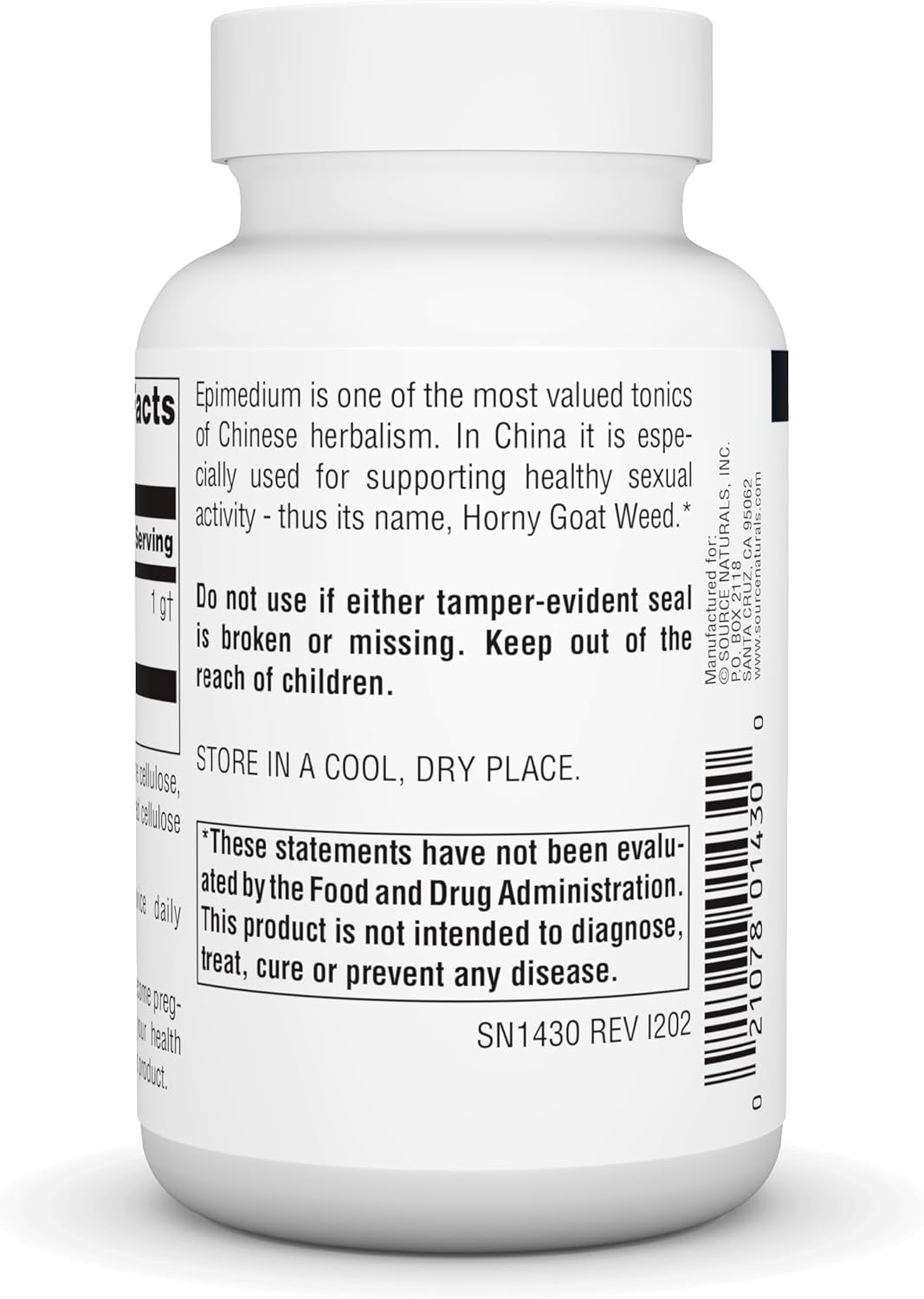 Source Naturals Epimedium 1,000 MG Horny Goat Weed Tablets for Sexual Vitality Support • 60 Count