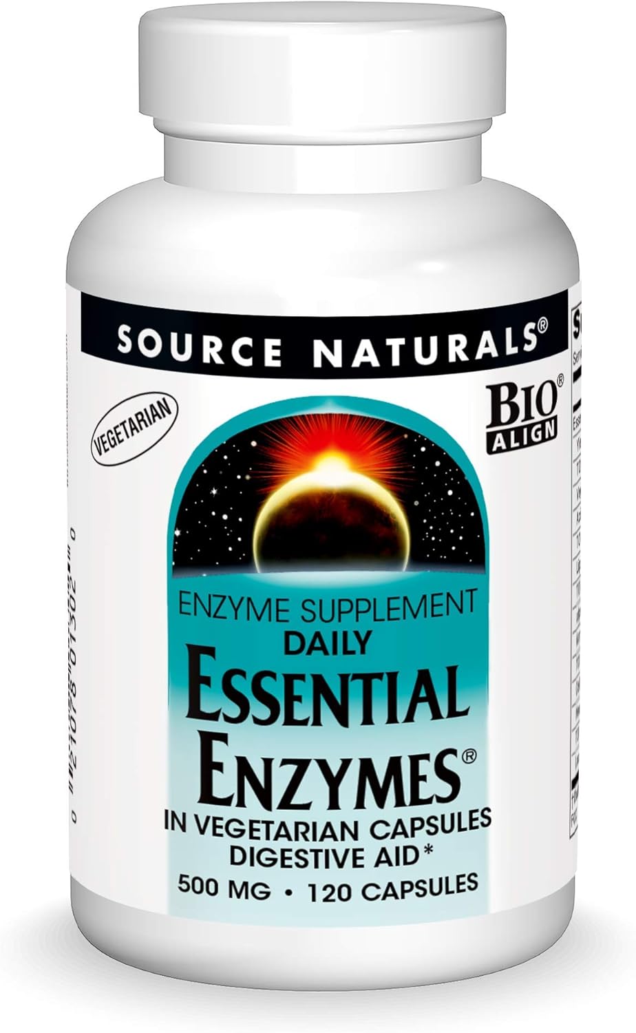 Source Naturals Essential Enzymes 500mg Bio-Aligned Supplement for Digestive Health & Immune Support - 120 Vegetarian Capsules