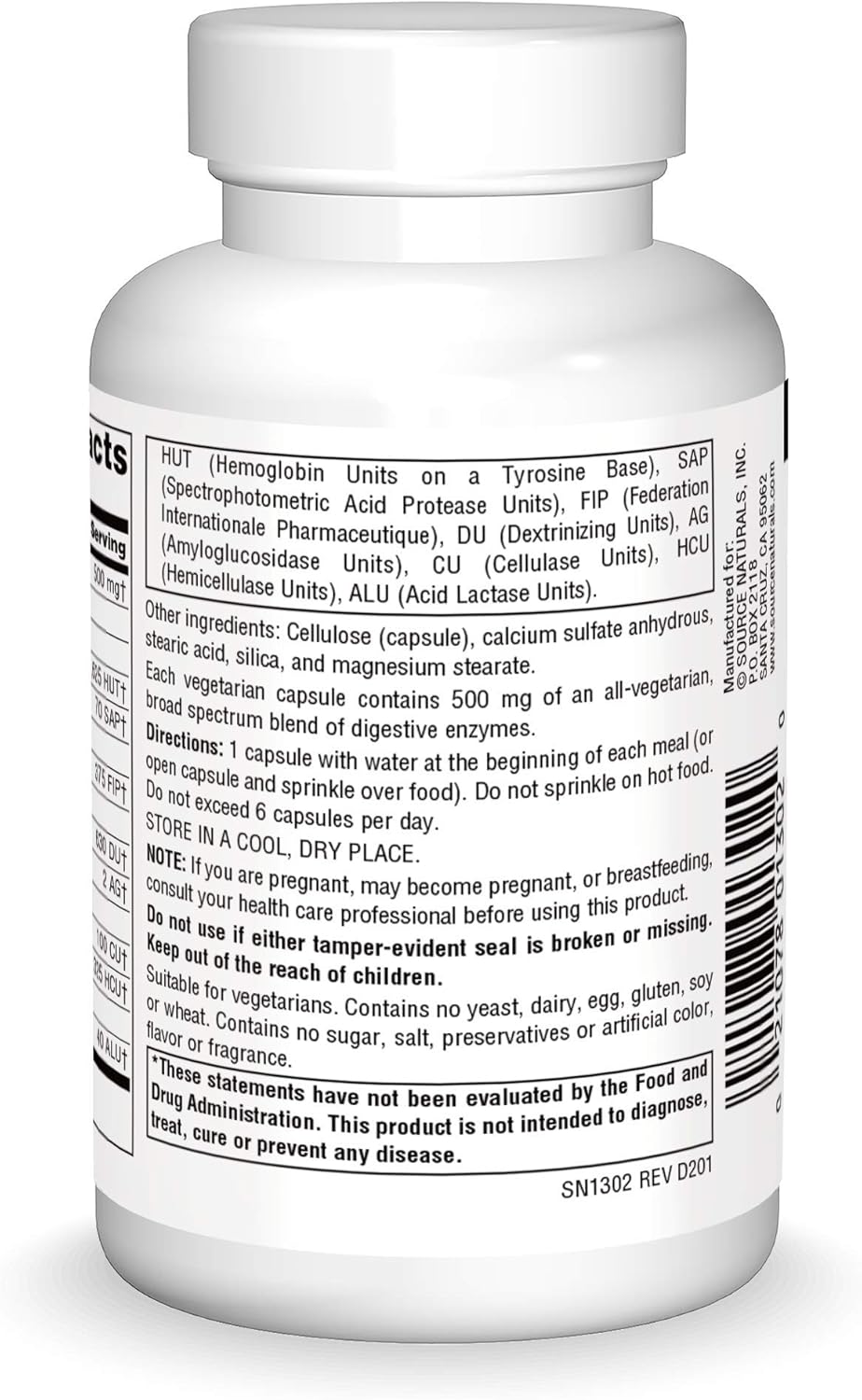 Source Naturals Essential Enzymes 500mg Bio-Aligned Supplement for Digestive Health & Immune Support - 120 Vegetarian Capsules