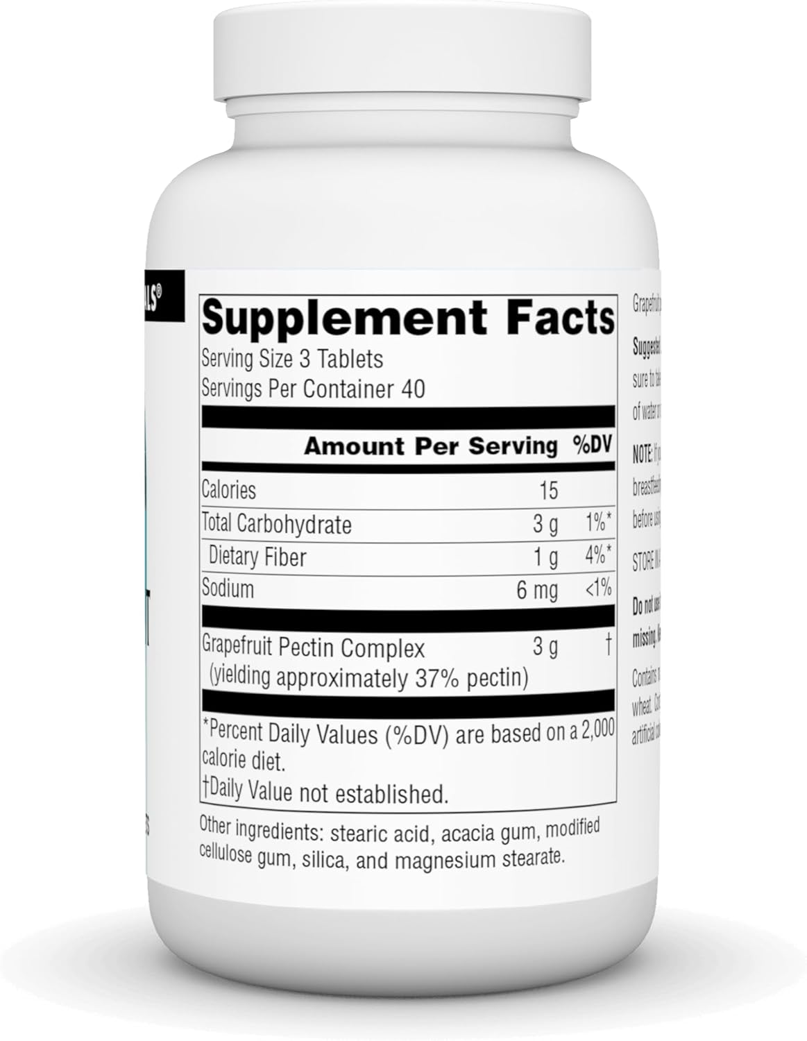 Source Naturals Grapefruit Pectin Tablets - 1000mg Soluble Fiber Dietary Supplement - 120 Count