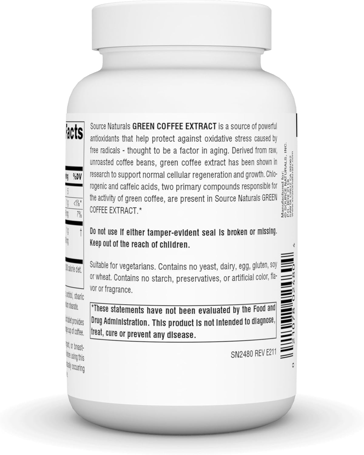 Source Naturals Green Coffee Extract 500mg - 120 Tablets, Natural Antioxidant for Energy Boost and Health