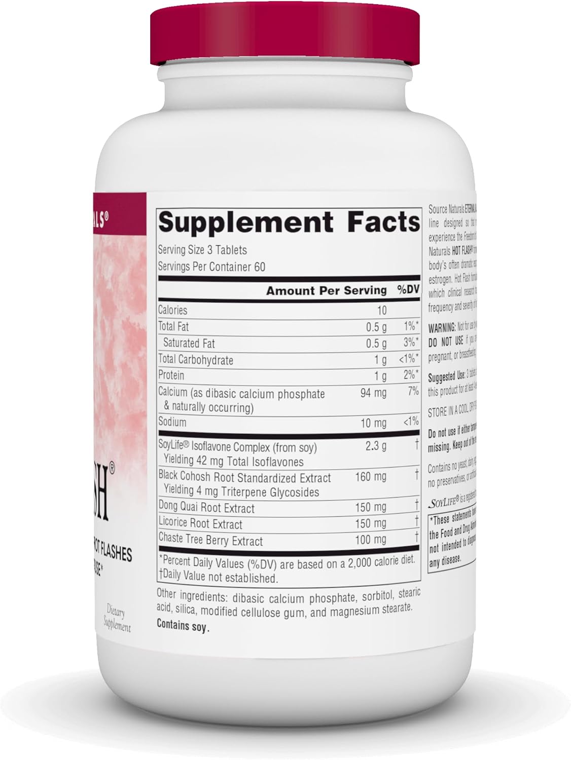 Source Naturals Hot Flash Tablets - Reduces Menopausal Hot Flashes, Non-GMO Soy - 180 Tablets