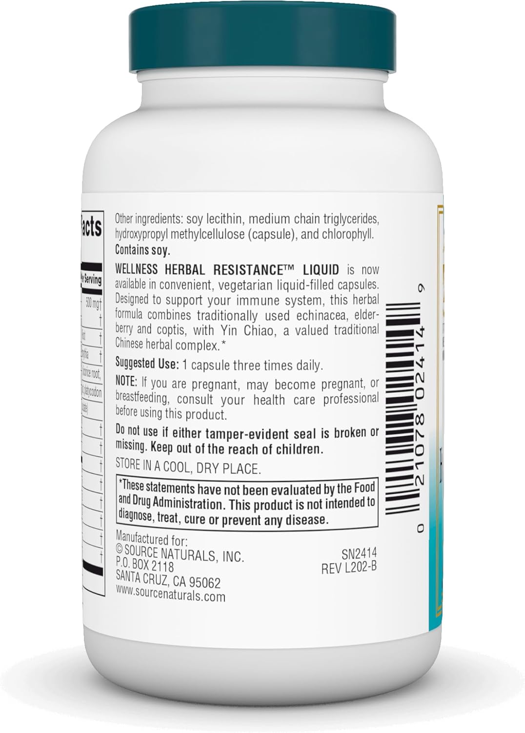Source Naturals Immune Support Herbal Resistance with Echinacea, Coptis & Yin Chiao - 60 Capsules