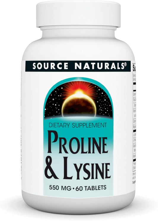 Source Naturals L-Proline and L-Lysine Tablet Supplement - 550mg, 60 Count