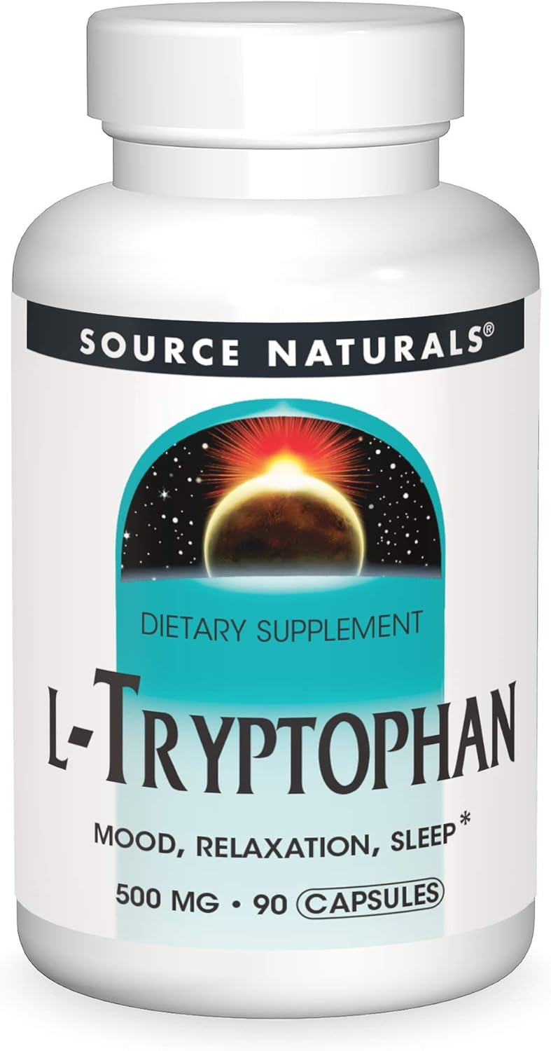 Source Naturals L-Tryptophan Capsules - 500mg, Supports Mood, Relaxation, and Sleep - 90 Count