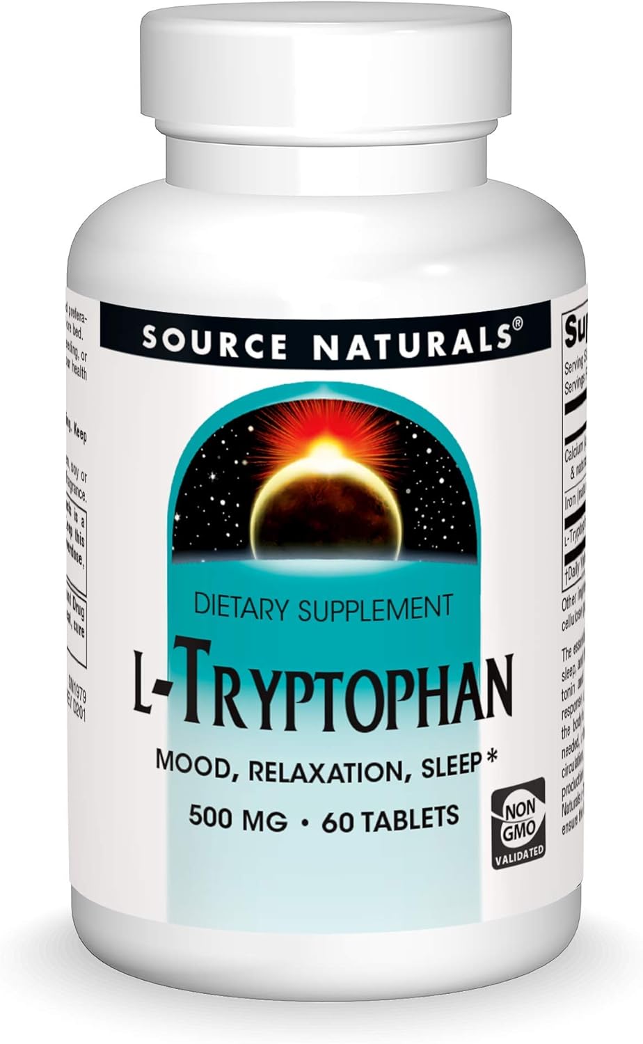 Source Naturals L-Tryptophan Supplement for Mood, Relaxation, and Sleep Support - 500mg - 60 Tablets