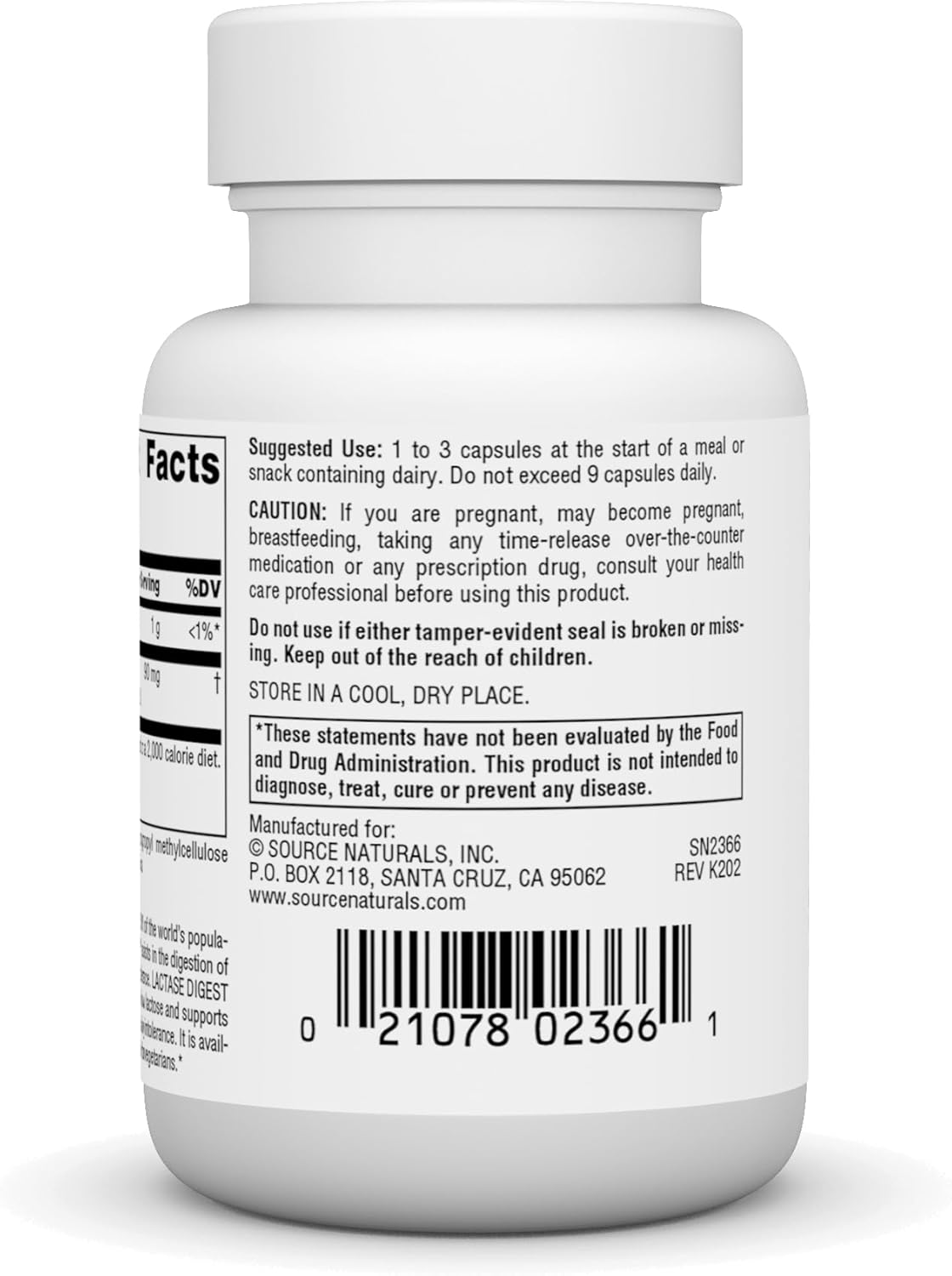 Source Naturals Lactase Digest - 45 Vegetable Capsules for Digestive Support