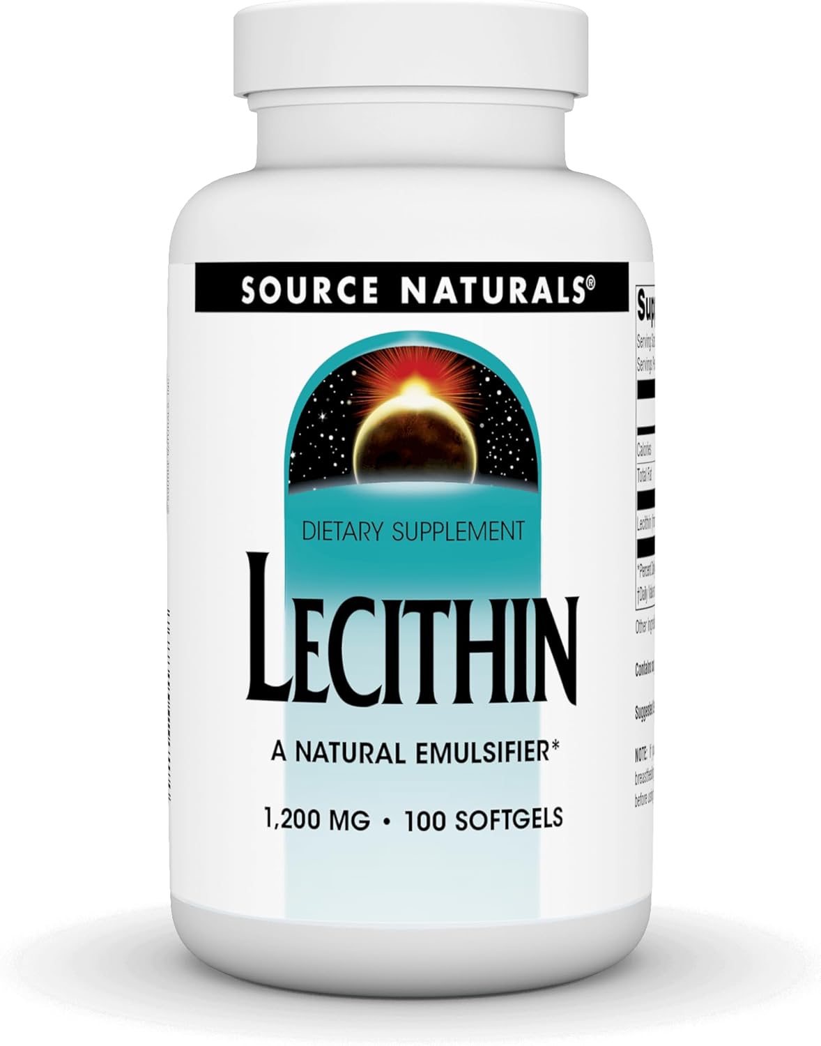 Source Naturals Lecithin 1200 mg Softgels - Natural Emulsifier Supplement - 100 Count