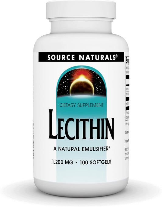 Source Naturals Lecithin 1200 mg Softgels - Natural Emulsifier Supplement - 100 Count