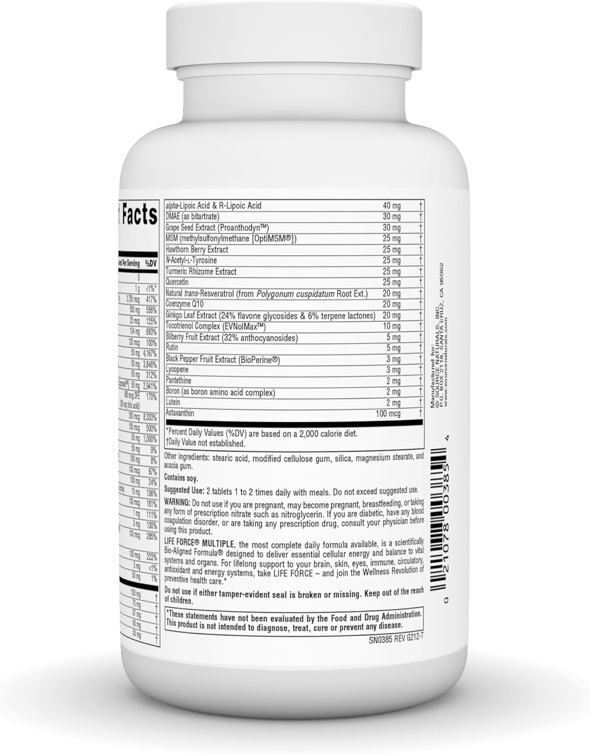 Source Naturals Life Force Multiple No Iron Energy Activator Daily Vitamin - 90 Tablets