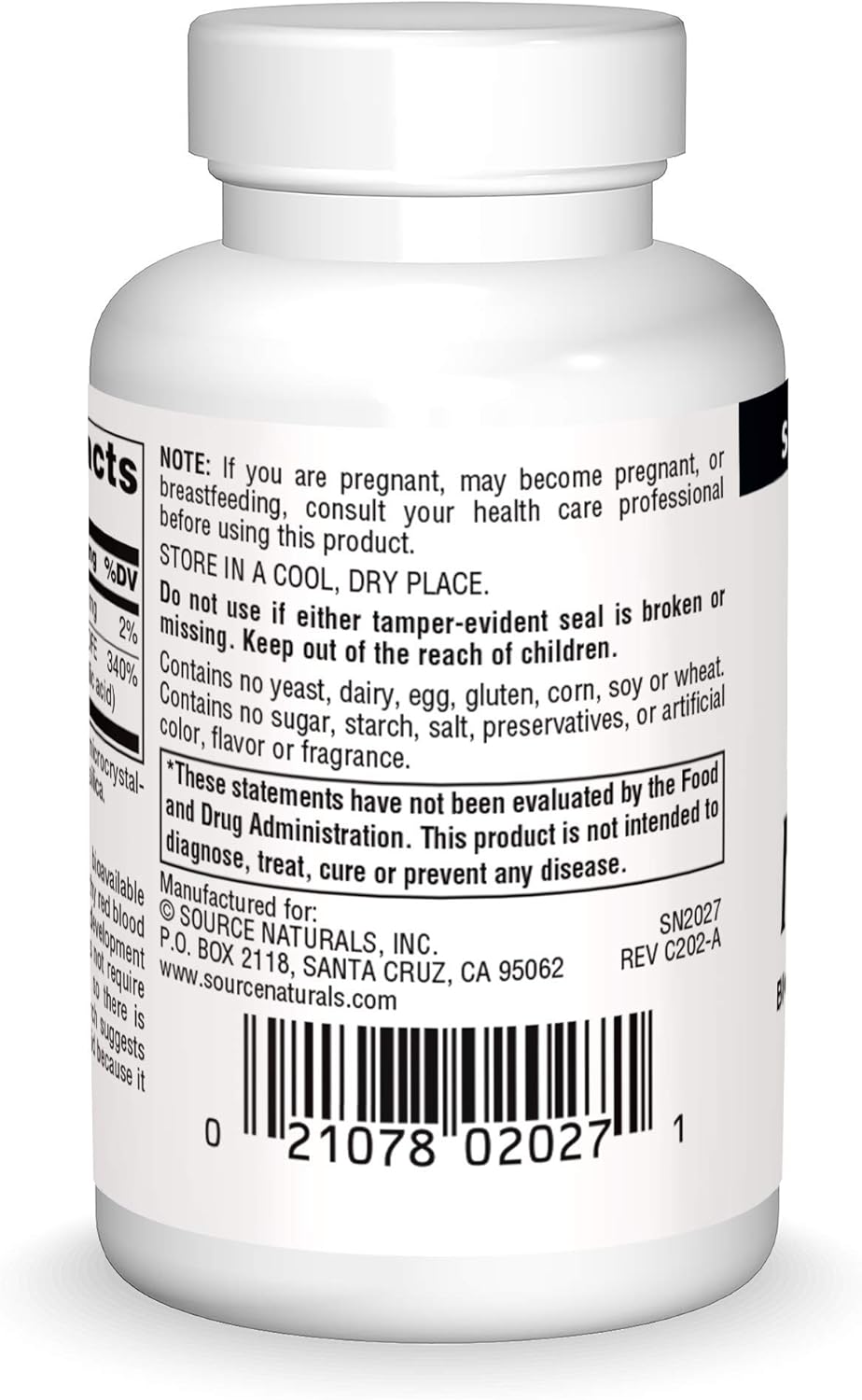 Source Naturals MegaFolinic 800mcg - 60 Tablets - Essential Folate Supplement for Optimal Health and Wellness