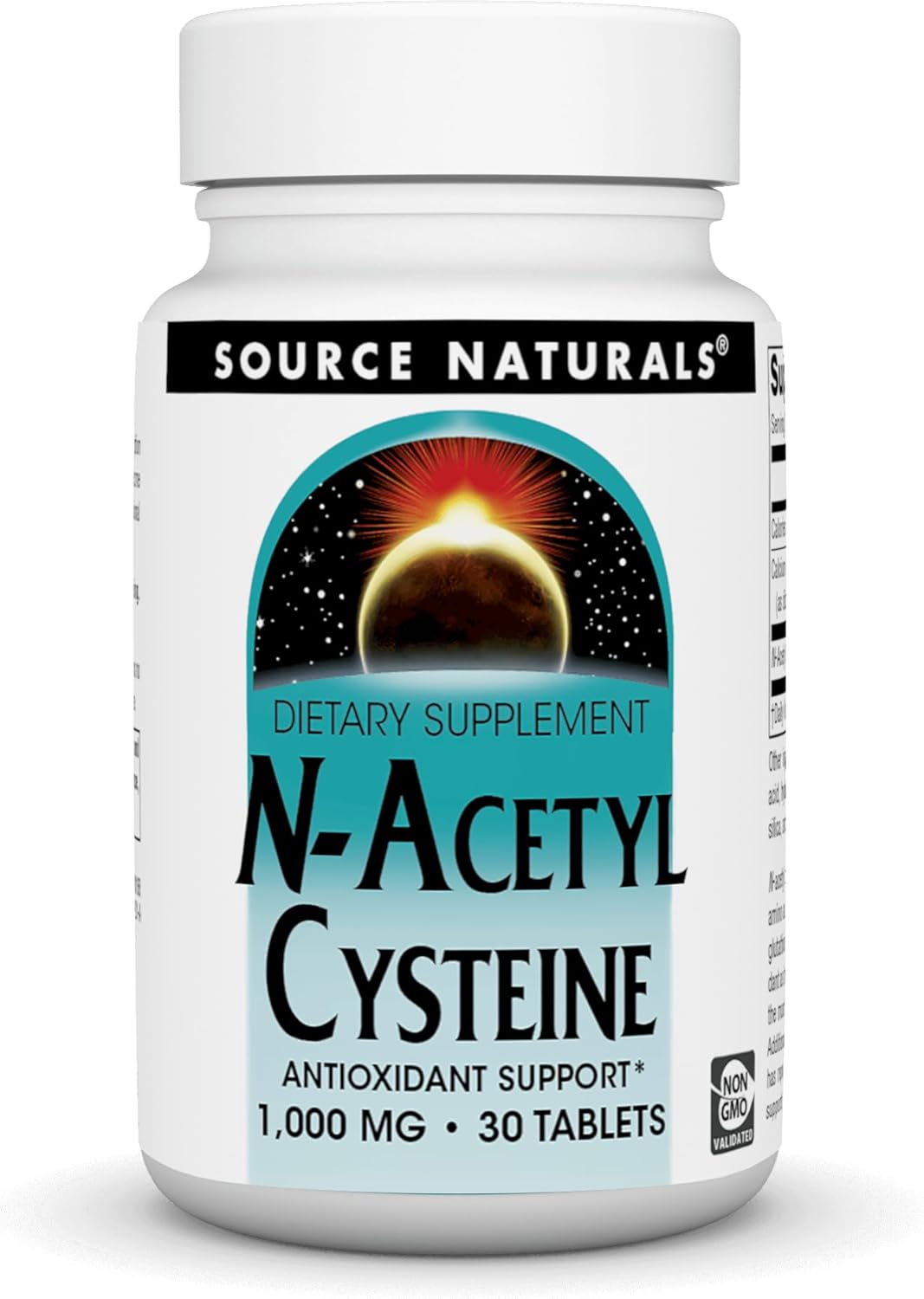 Source Naturals N-Acetyl Cysteine 1000mg Antioxidant Tablets for Respiratory Health - 30 Count