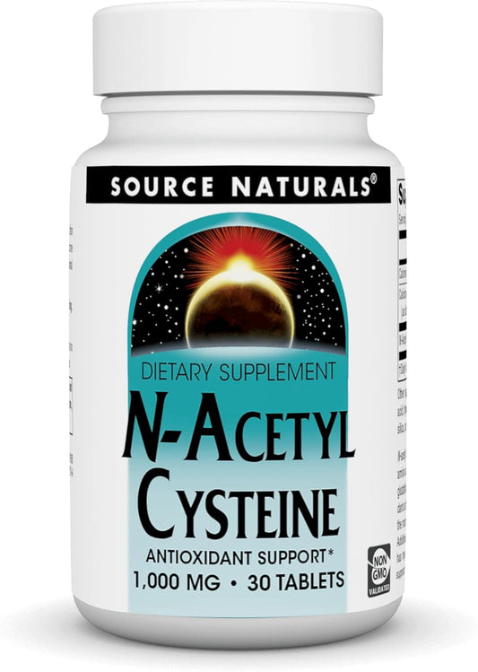Source Naturals N-Acetyl Cysteine 1000mg Antioxidant Tablets for Respiratory Health - 30 Count