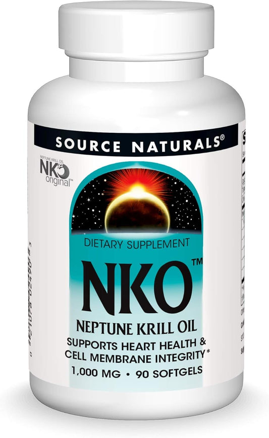 Source Naturals NKO Neptune Krill Oil 1000mg Softgels - Heart Health and Cell Membrane Support - 90 Count
