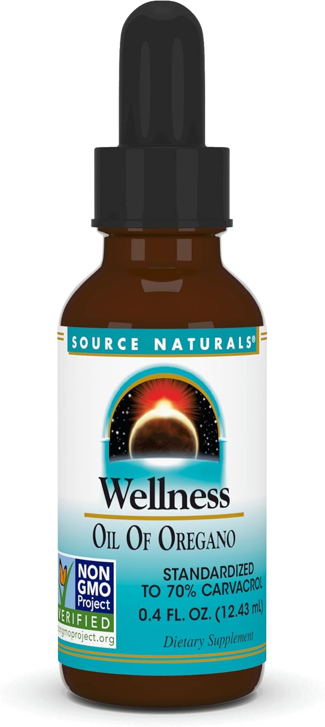Source Naturals Oil of Oregano 0.4 fl oz - 70% Carvacrol - Non GMO - Immune System Support
