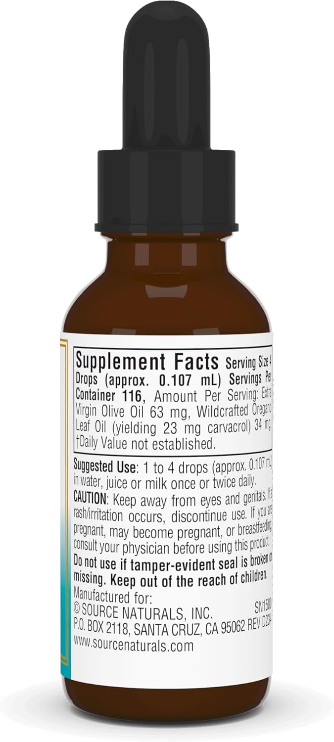 Source Naturals Oil of Oregano 0.4 fl oz - 70% Carvacrol - Non GMO - Immune System Support