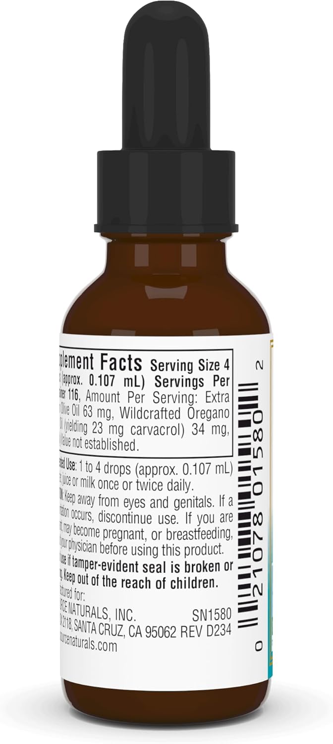 Source Naturals Oil of Oregano 0.4 fl oz - 70% Carvacrol - Non GMO - Immune System Support