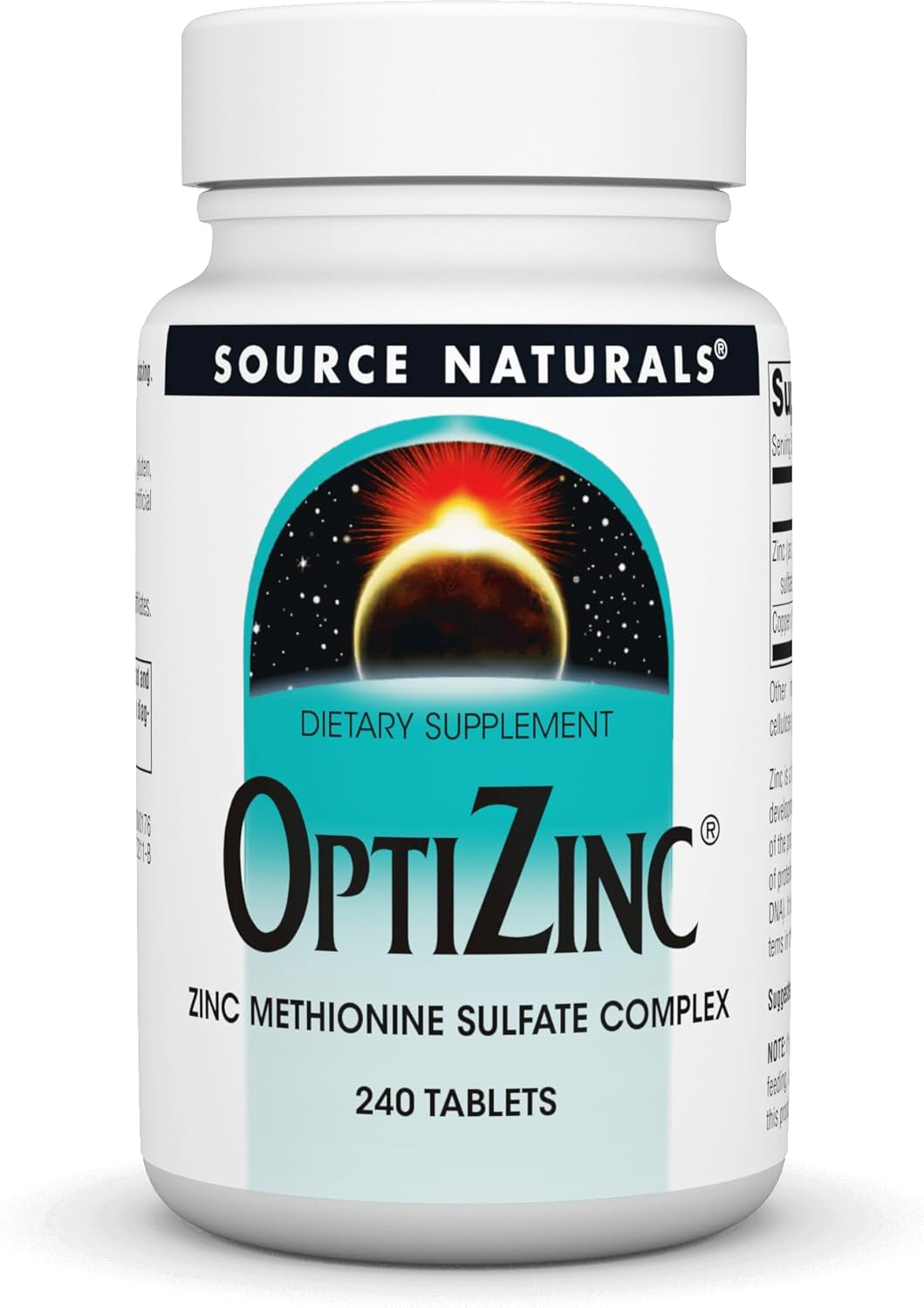 Source Naturals OptiZinc Zinc Methionine Sulfate Complex - 240 Tablets Dietary Supplement for Immune Support