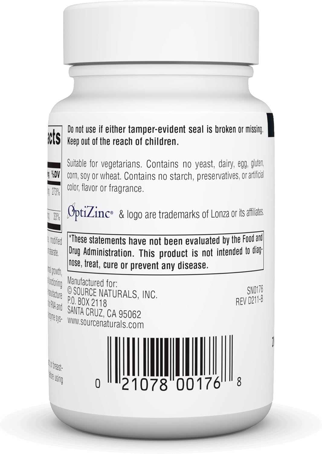 Source Naturals OptiZinc Zinc Methionine Sulfate Complex - 240 Tablets Dietary Supplement for Immune Support