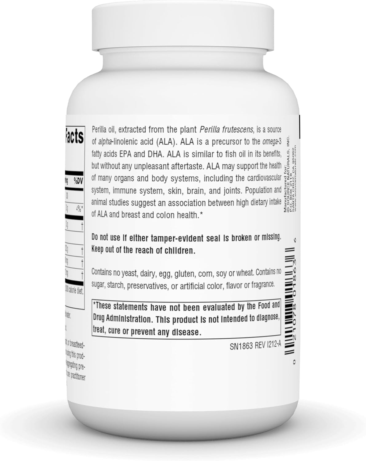 Source Naturals Perilla Oil Softgels - 1000mg Plant-Based Omega-3 Fatty Acids - 60 Count