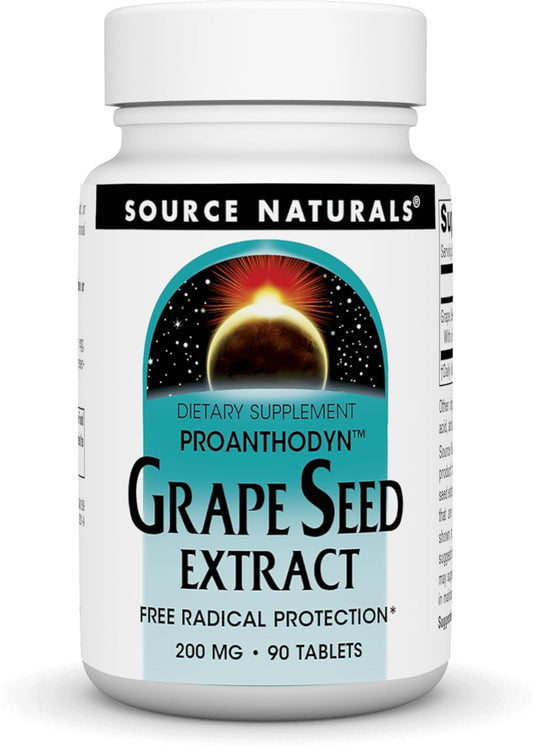 Source Naturals Proanthodyn Grape Seed Extract 200mg - 90 Tablets for Antioxidant Protection and Brain Health