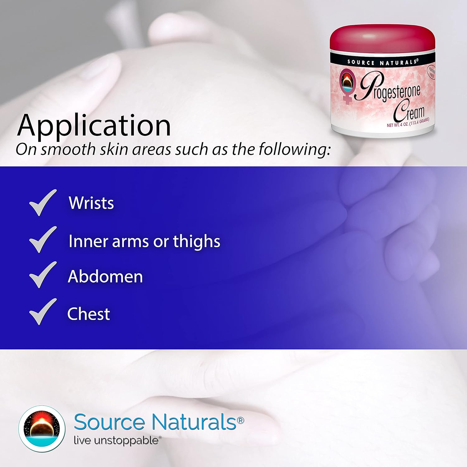 Source Naturals Progesterone Cream - Natural Women's Health Support - Paraben-Free Formula - 4 oz Jar