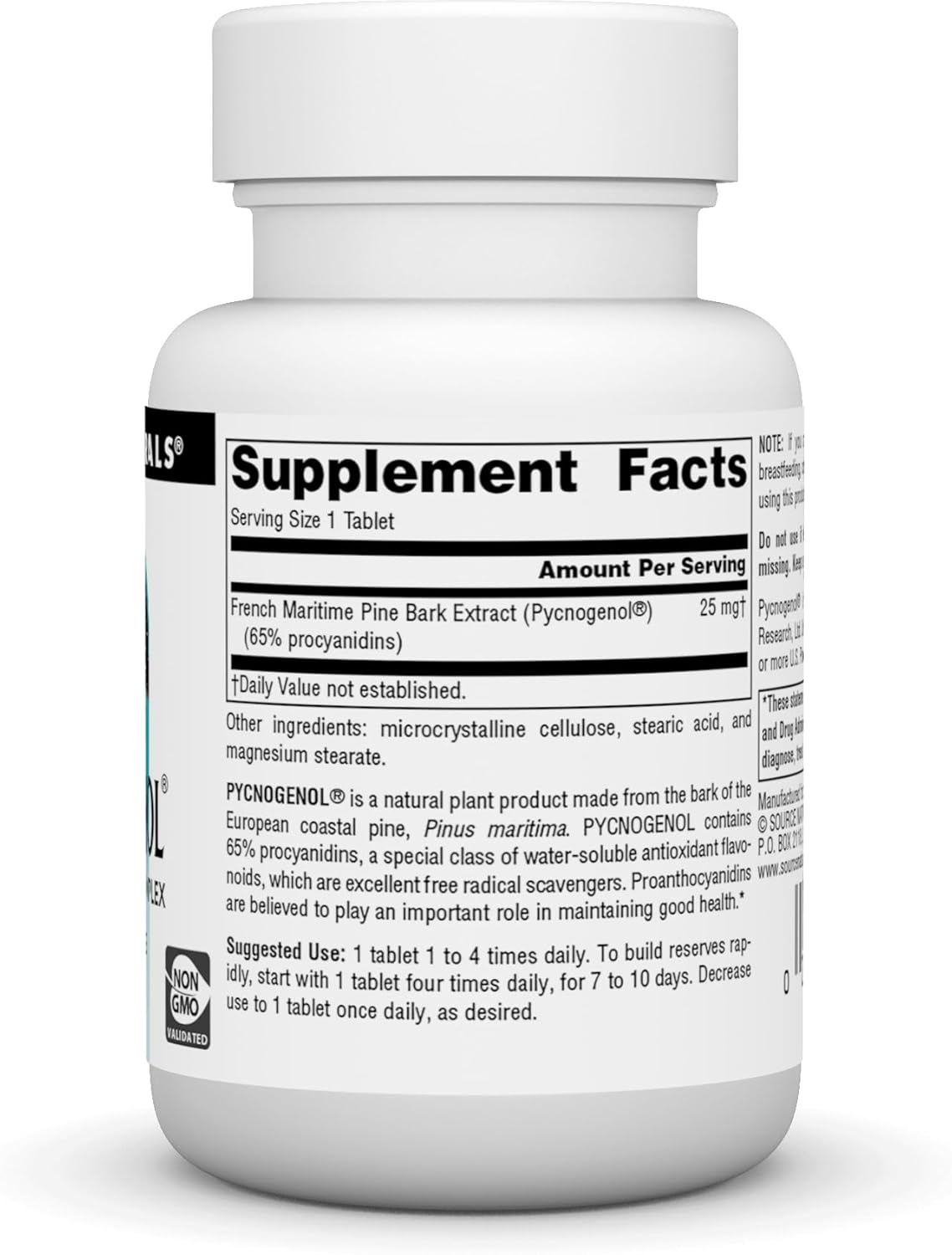 SOURCE NATURALS Pycnogenol 25 Mg Tablet - Natural Antioxidant Supplement - 24 Tablets